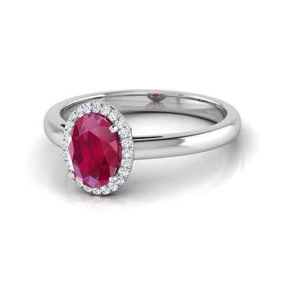 Halo Ruby Birthstone Diamond Ring