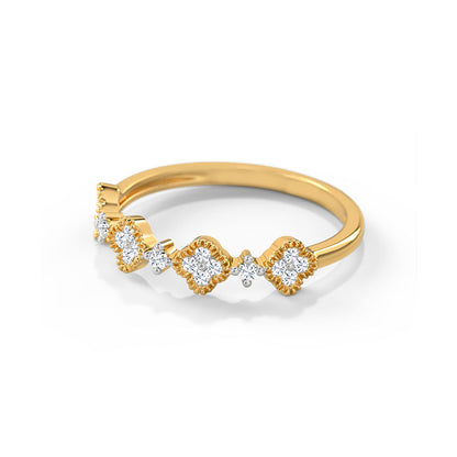 Linear Shamrock Diamond Ring
