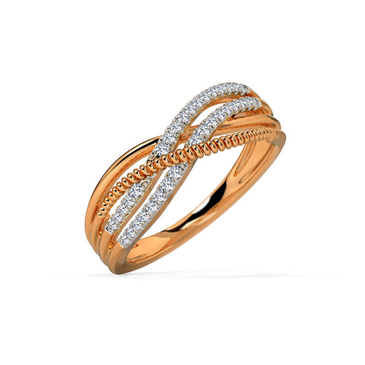 Shimmering Cross-over Diamond Ring