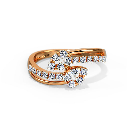 Pearled Crossing Diamond Ring