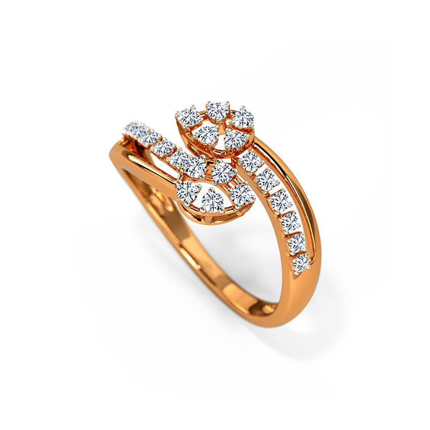 Pearled Crossing Diamond Ring