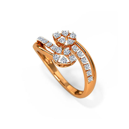Pearled Crossing Diamond Ring