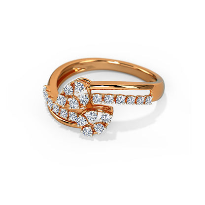 Pearled Crossing Diamond Ring