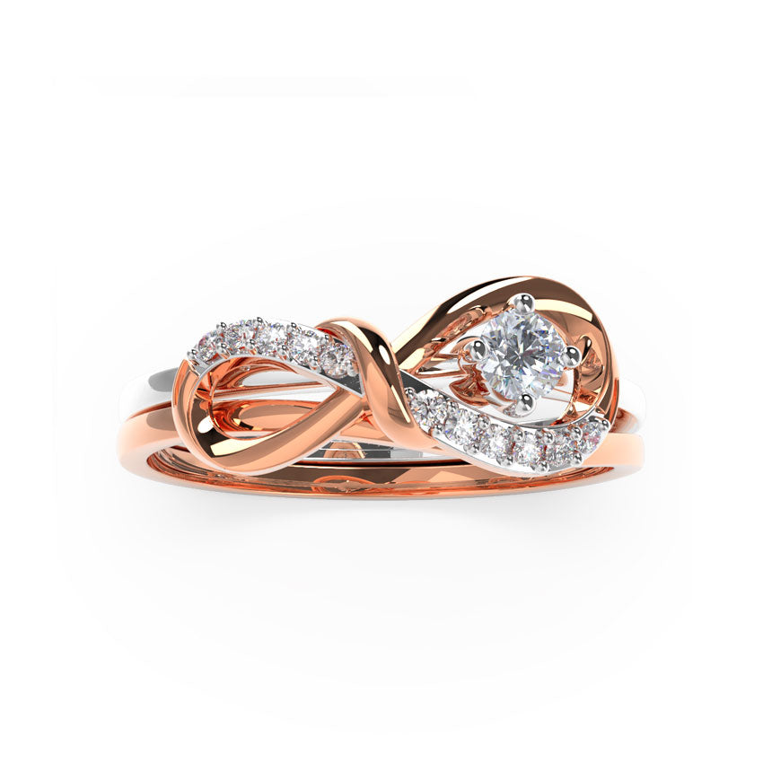 Entwined Infinity Twin Diamond Rings