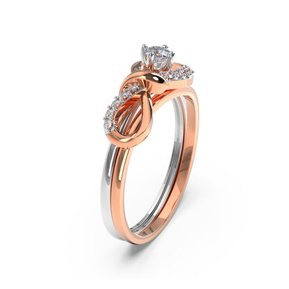 Entwined Infinity Twin Diamond Rings
