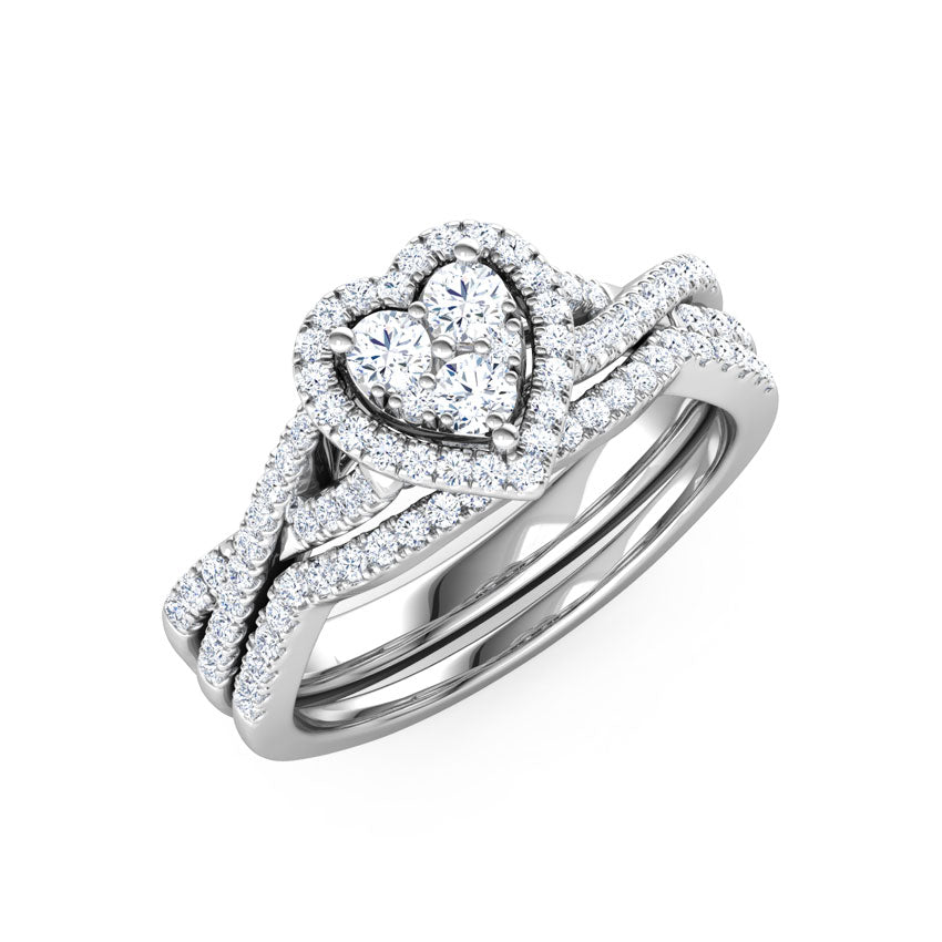 Heart Cluster Diamond Bridal Ring Set
