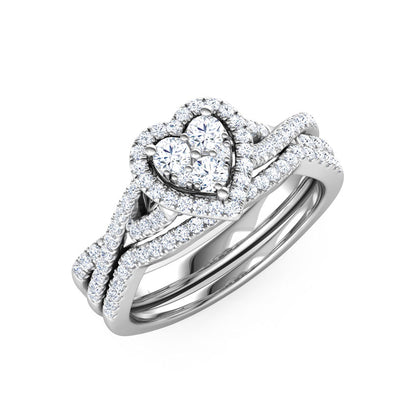 Heart Cluster Diamond Bridal Ring Set