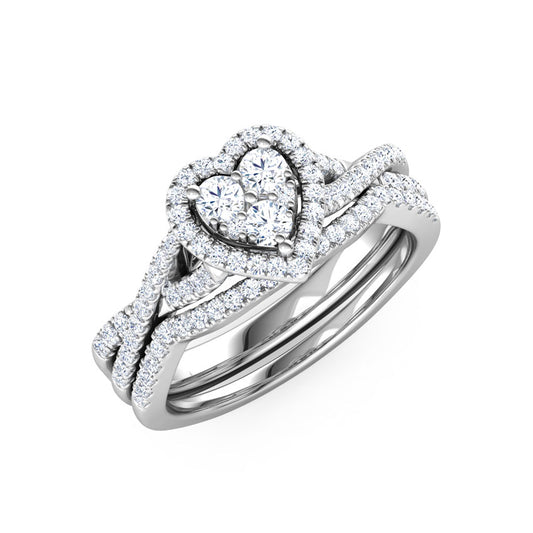 Heart Cluster Diamond Bridal Ring Set