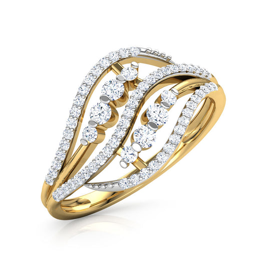 Duo Wavy Leaf Diamond Ring