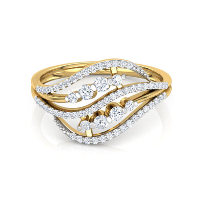 Duo Wavy Leaf Diamond Ring