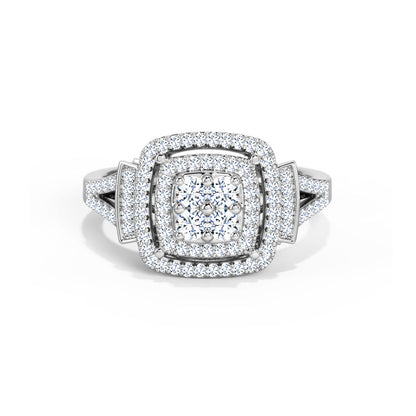 Double Row Square Diamond Ring
