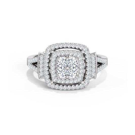 Double Row Square Diamond Ring