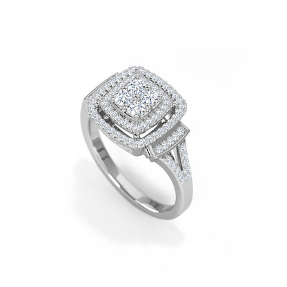 Double Row Square Diamond Ring