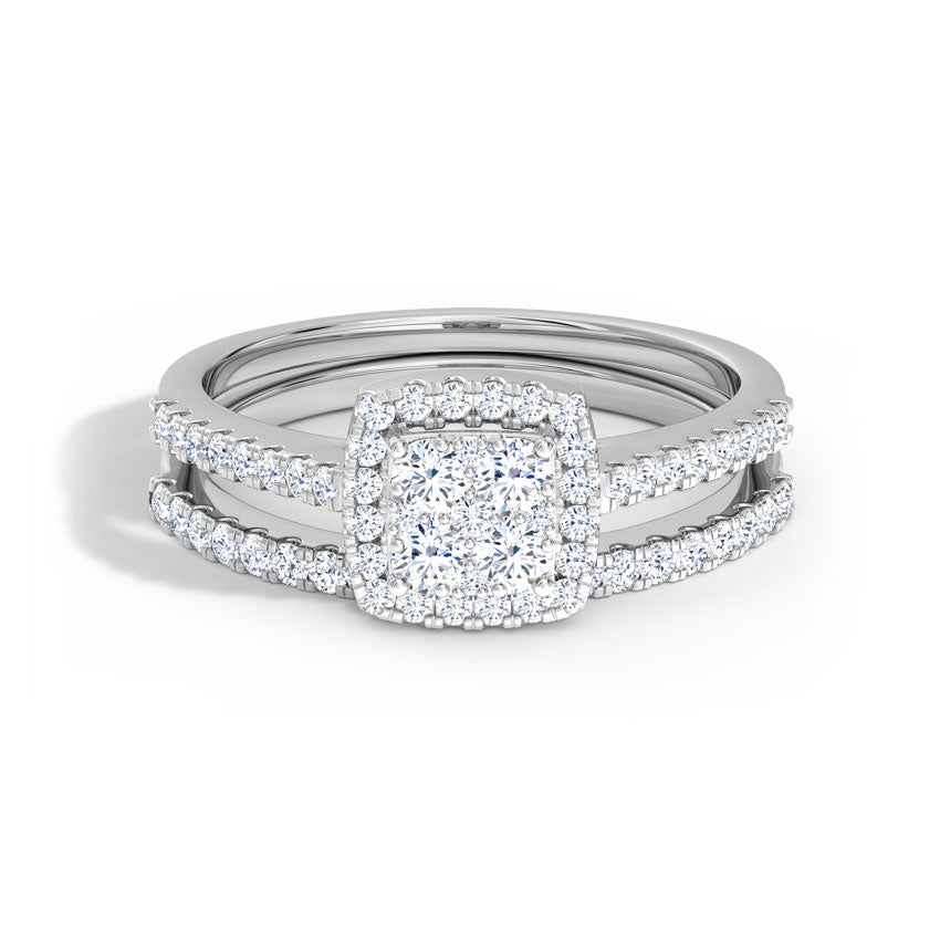 Flame Diamond Bridal Ring Set  