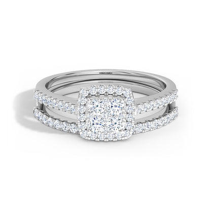 Flame Diamond Bridal Ring Set  