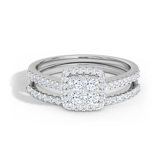 Flame Diamond Bridal Ring Set  