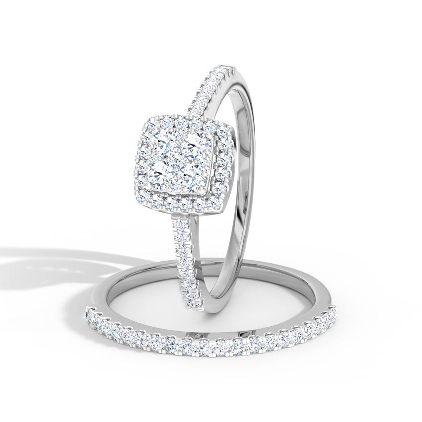 Flame Diamond Bridal Ring Set