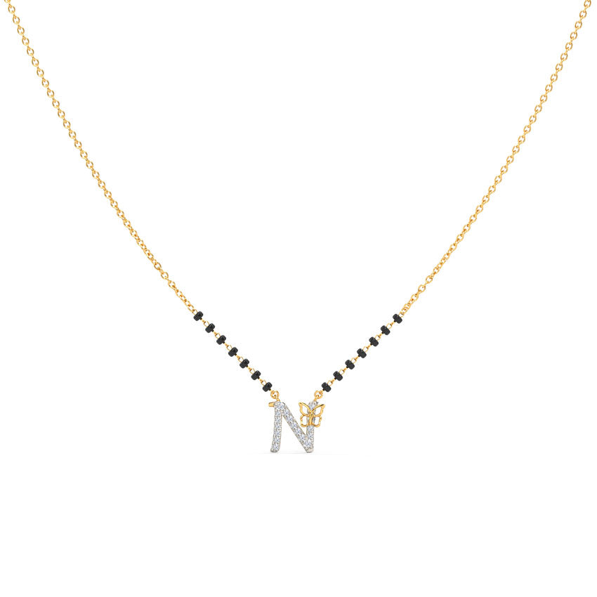 Fluttering Alphabet C Diamond Mangalsutra