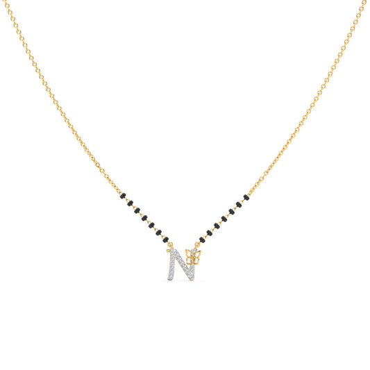 Fluttering Alphabet C Diamond Mangalsutra