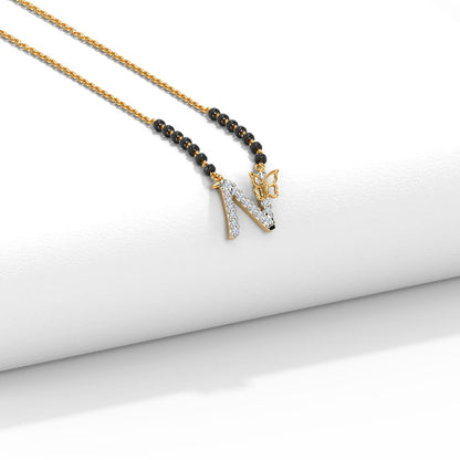Fluttering Alphabet C Diamond Mangalsutra
