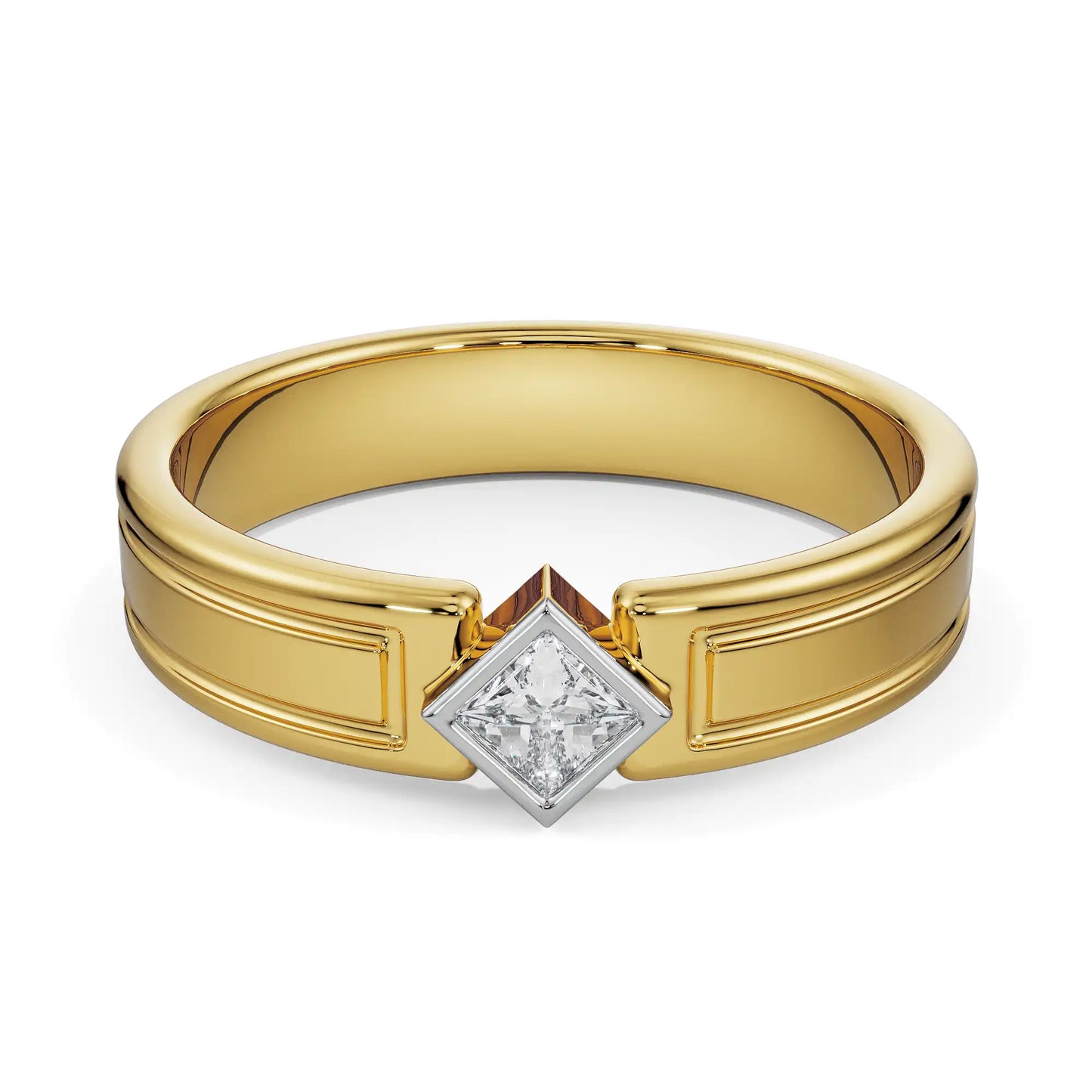 Tilted Princess Cut Lab Grown Brilliant Bridal Band