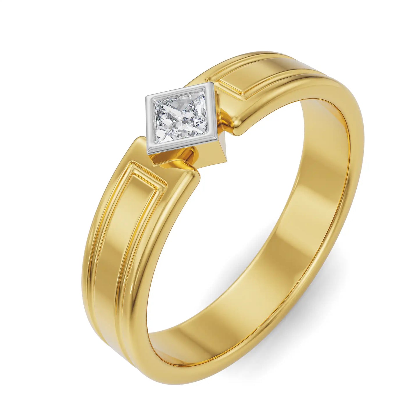 Tilted Princess Cut Lab Grown Brilliant Bridal Band