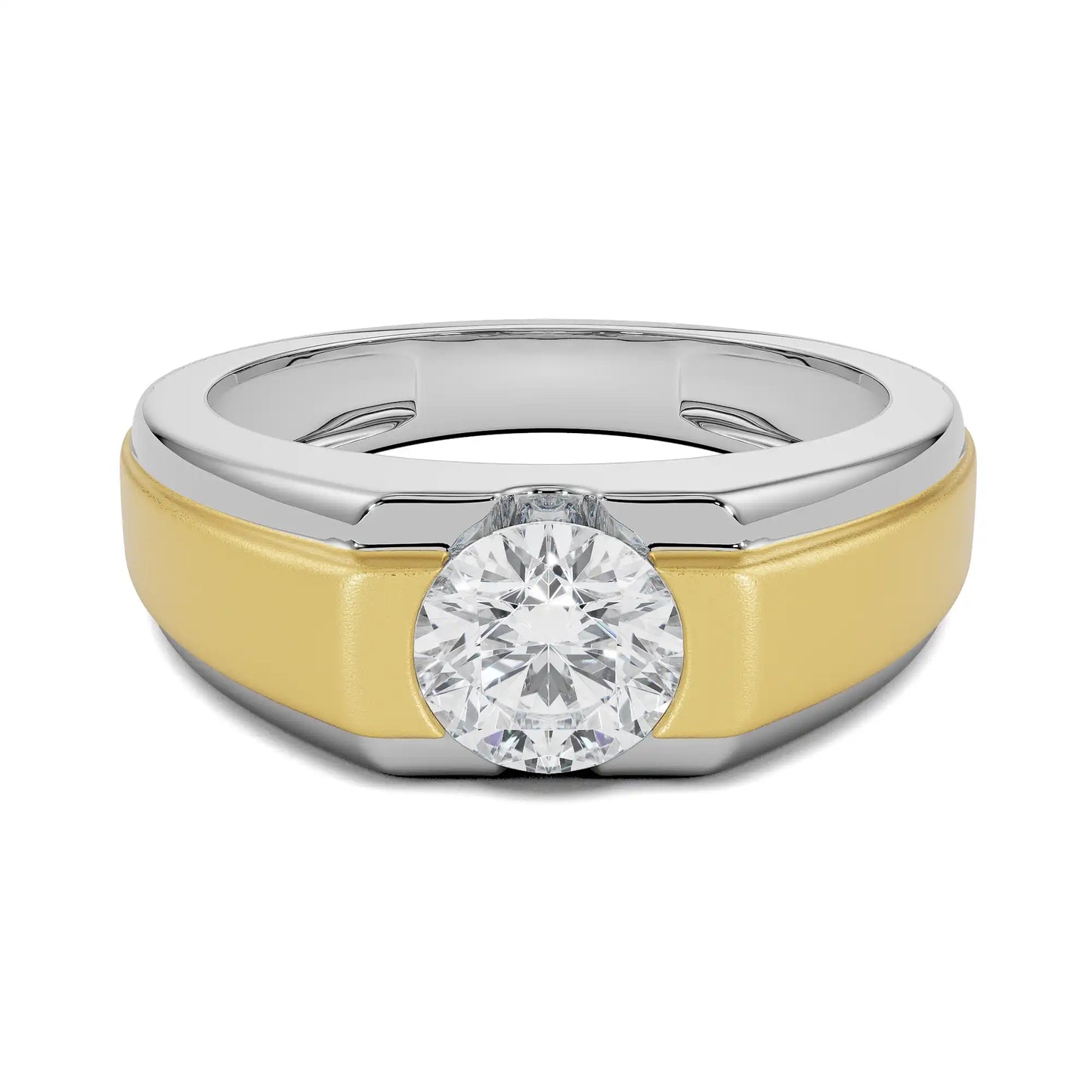 Two-Tone Circular Lab Grown Radiant Engagement Ring
