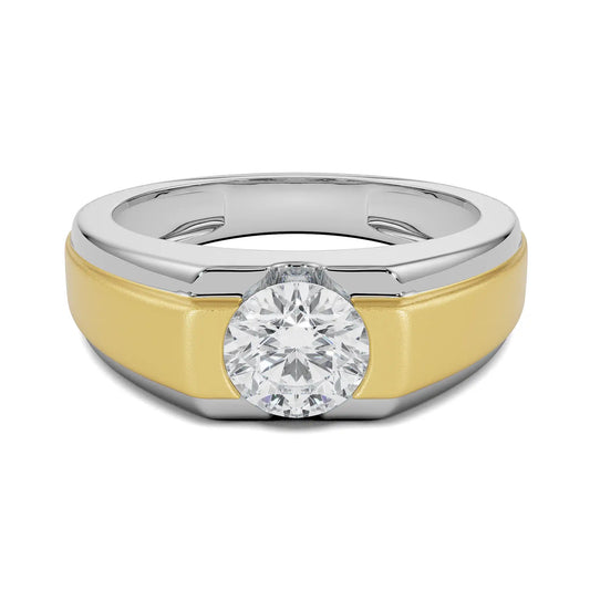 Two-Tone Circular Lab Grown Radiant Engagement Ring