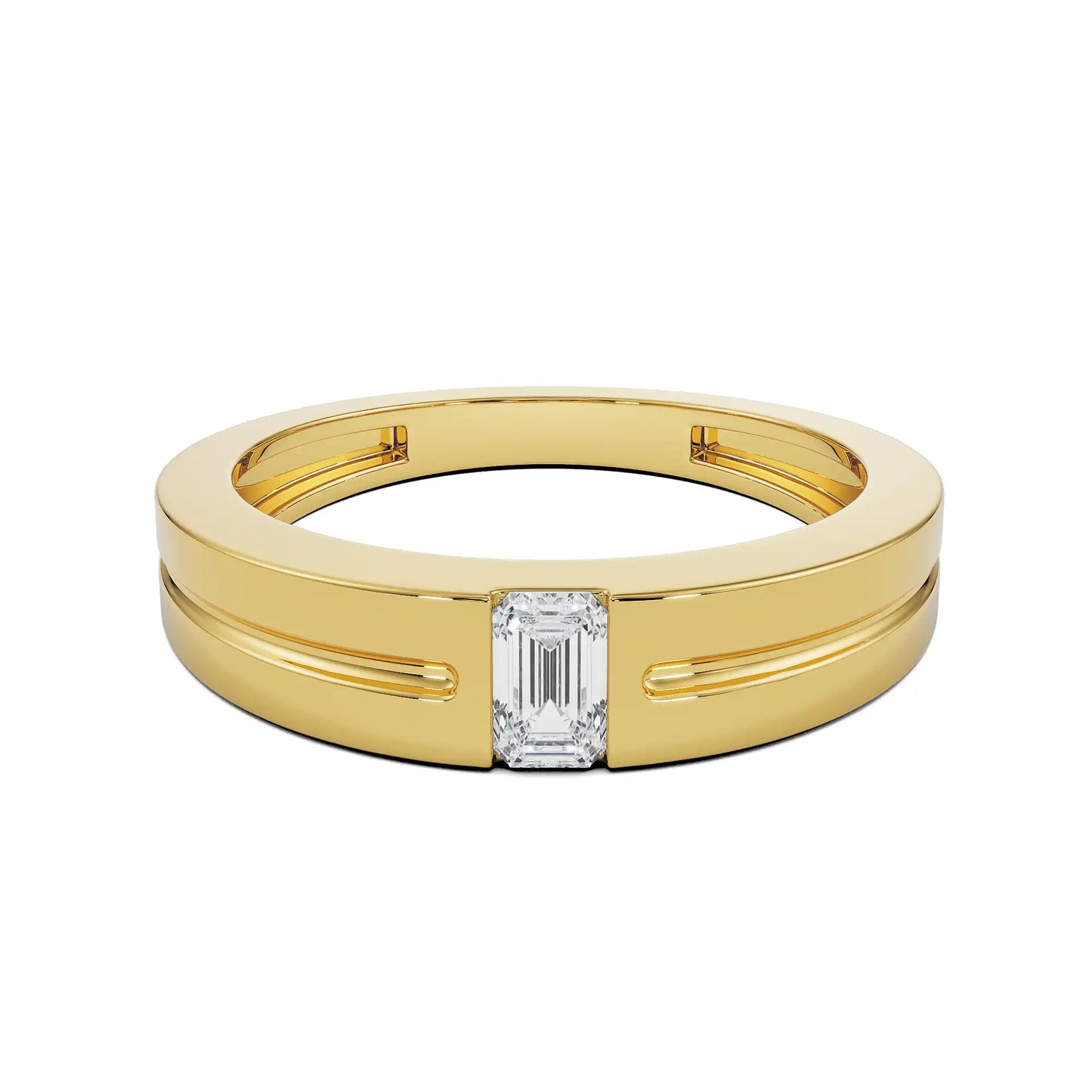 Sleek Emerald Gent Lab Grown Brilliant Ring