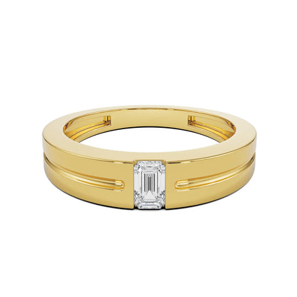 Sleek Emerald Gent Lab Grown Brilliant Ring