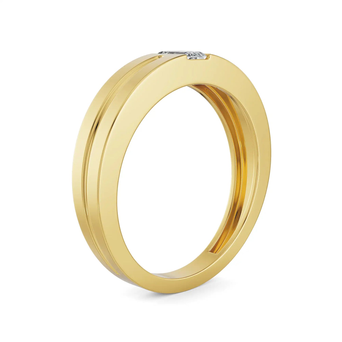 Sleek Emerald Gent Lab Grown Brilliant Ring