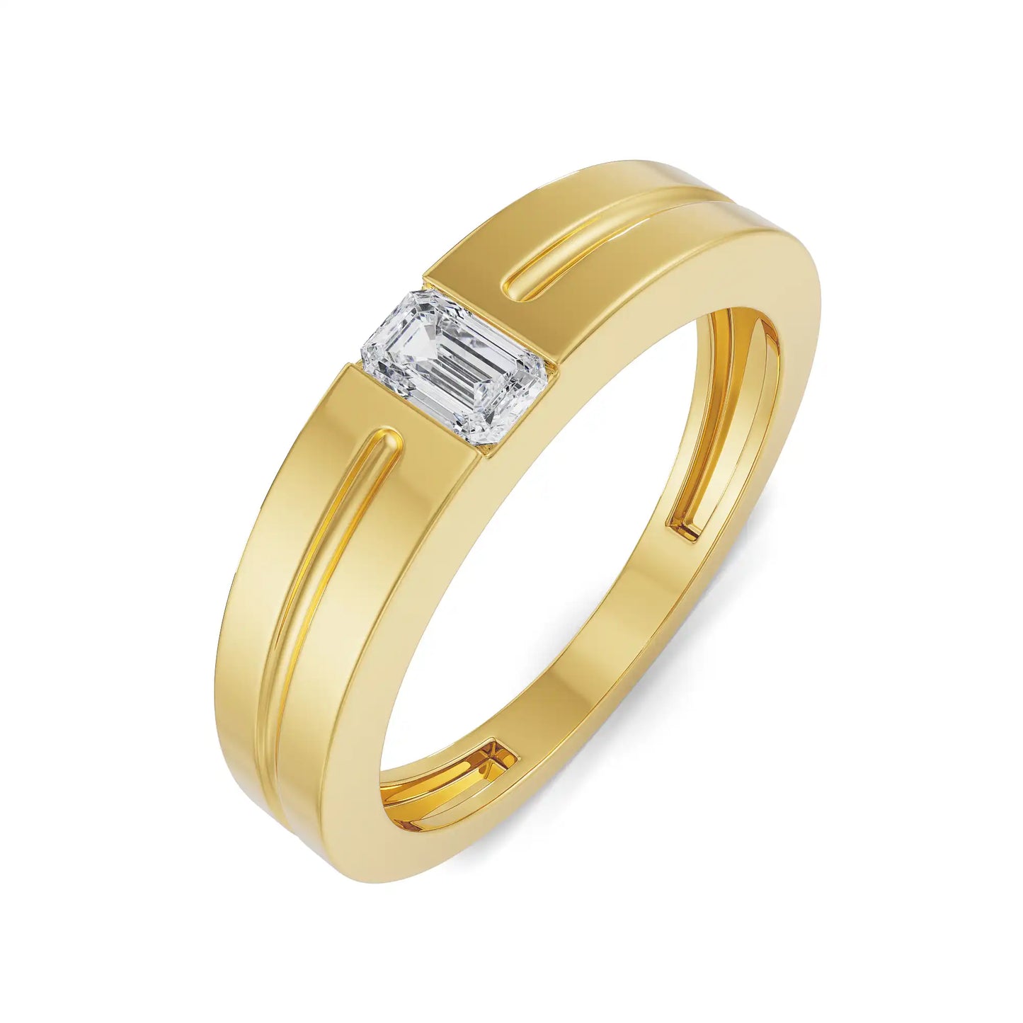Sleek Emerald Gent Lab Grown Brilliant Ring