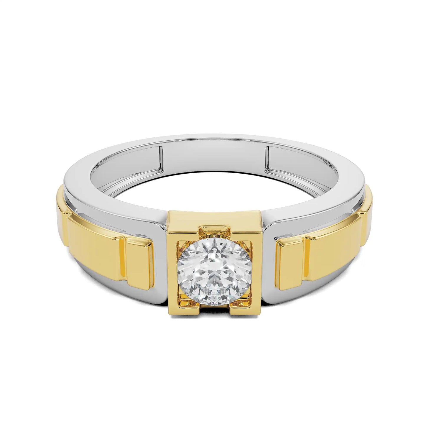 Two Tone Circular Lab Grown Radiant Timeless Ring
