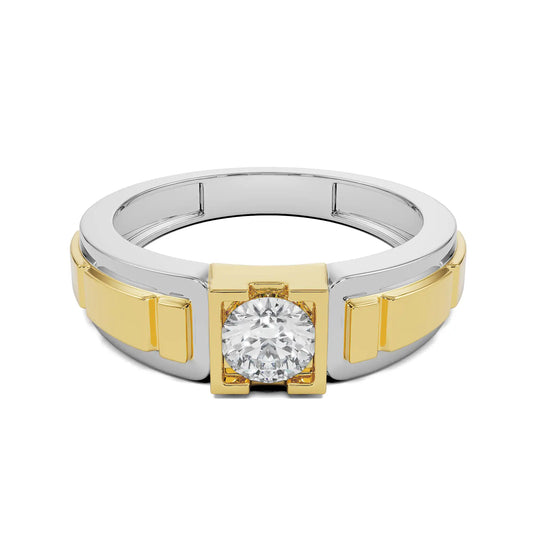 Two Tone Circular Lab Grown Radiant Timeless Ring