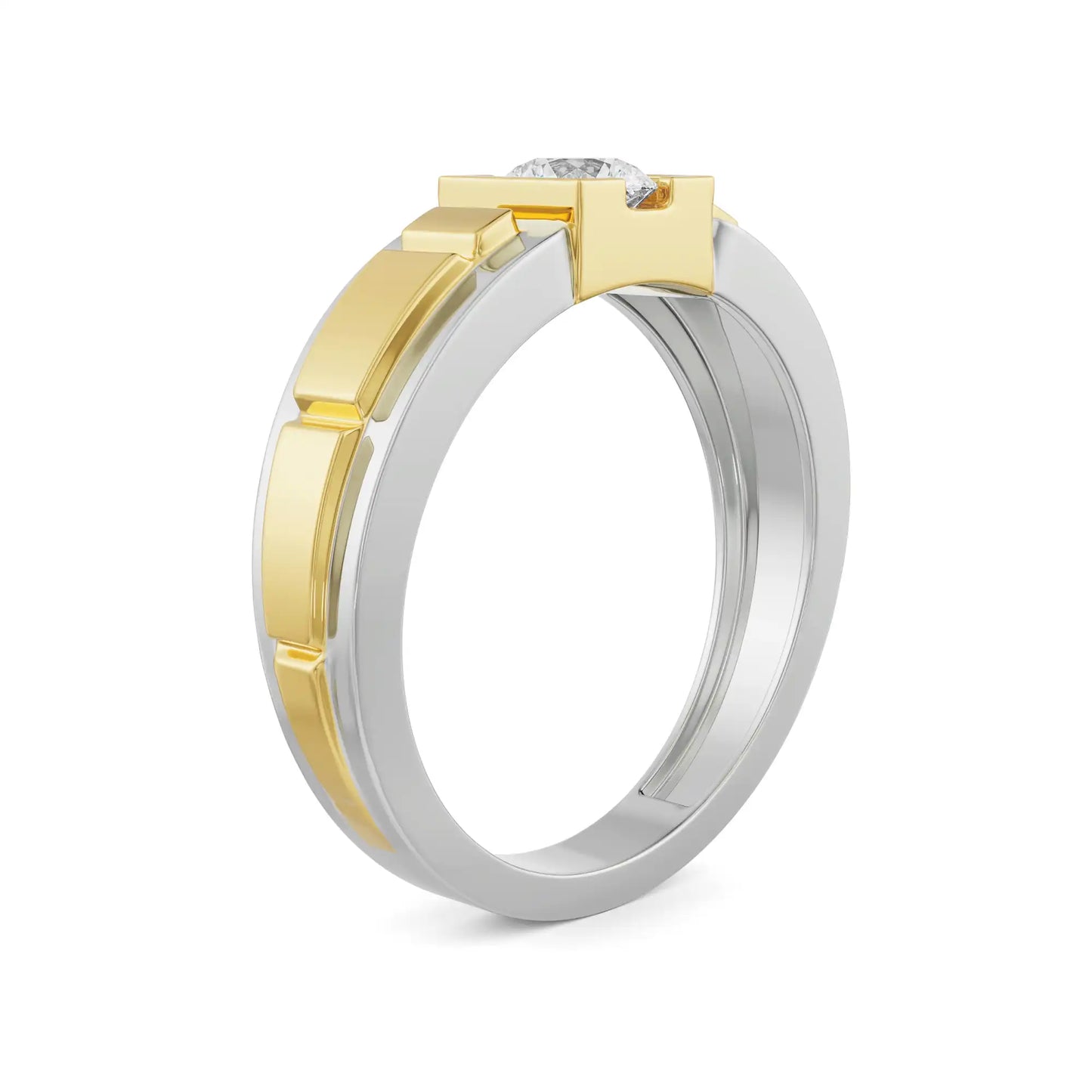 Two Tone Circular Lab Grown Radiant Timeless Ring