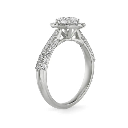 Jessy Oval Lab Grown Radiant Halo Circle
