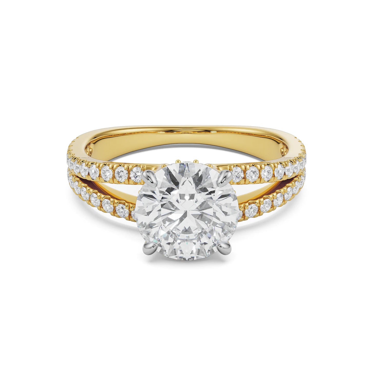Split Band Circular Lab Brilliant Engagement Ring