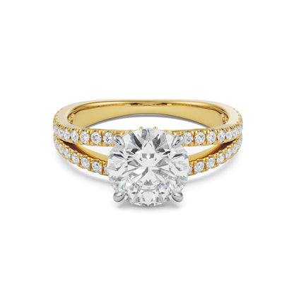 Split Band Circular Lab Brilliant Engagement Ring
