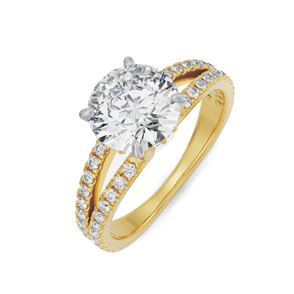 Split Band Circular Lab Brilliant Engagement Ring
