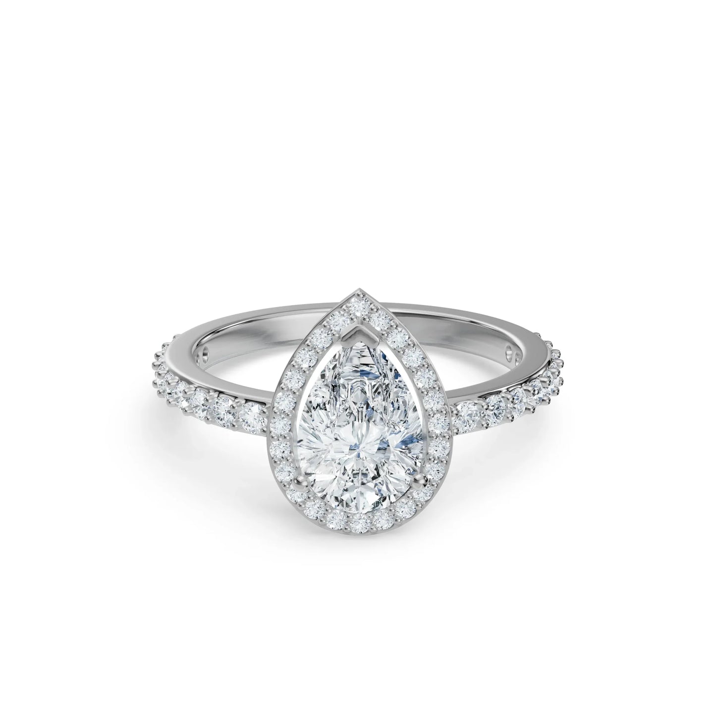 Lab Grown Luxe Signature Pear Halo Engagement Ring