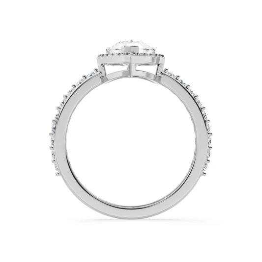 Lab Grown Luxe Signature Pear Halo Engagement Ring