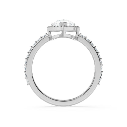 Lab Grown Luxe Signature Pear Halo Engagement Ring