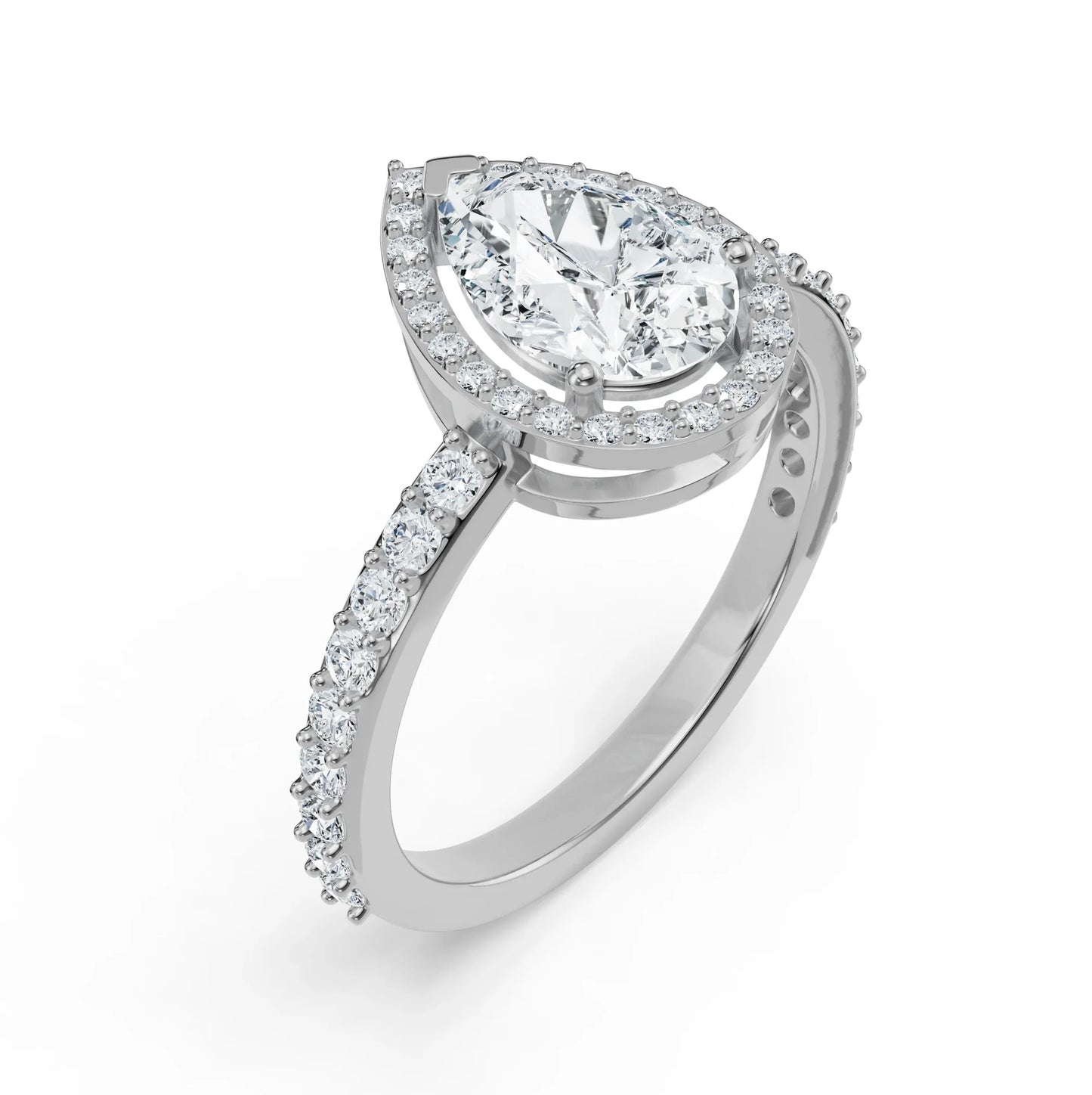 Lab Grown Luxe Signature Pear Halo Engagement Ring