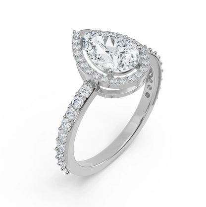 Lab Grown Luxe Signature Pear Halo Engagement Ring
