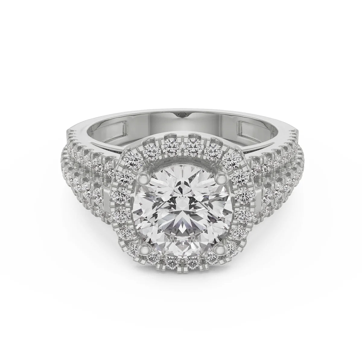 Halo Cushion Lab Grown Radiant Ring