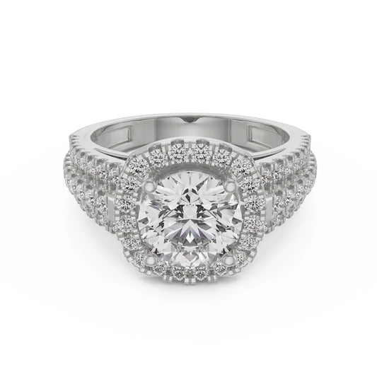 Halo Cushion Lab Grown Radiant Ring