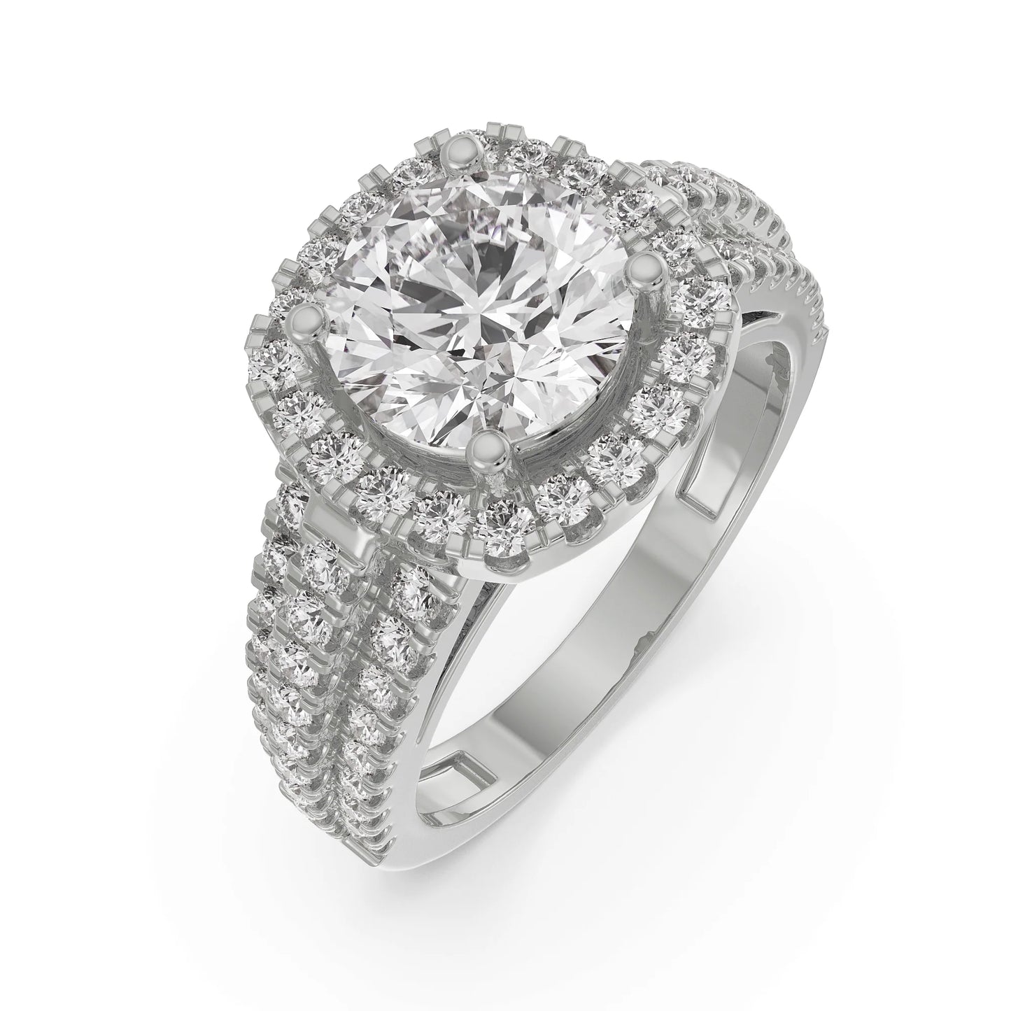 Halo Cushion Lab Grown Radiant Ring