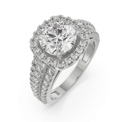 Halo Cushion Lab Grown Radiant Ring