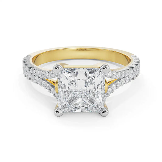 Mauve Princess Cut Lab Luxe Engagement Circle