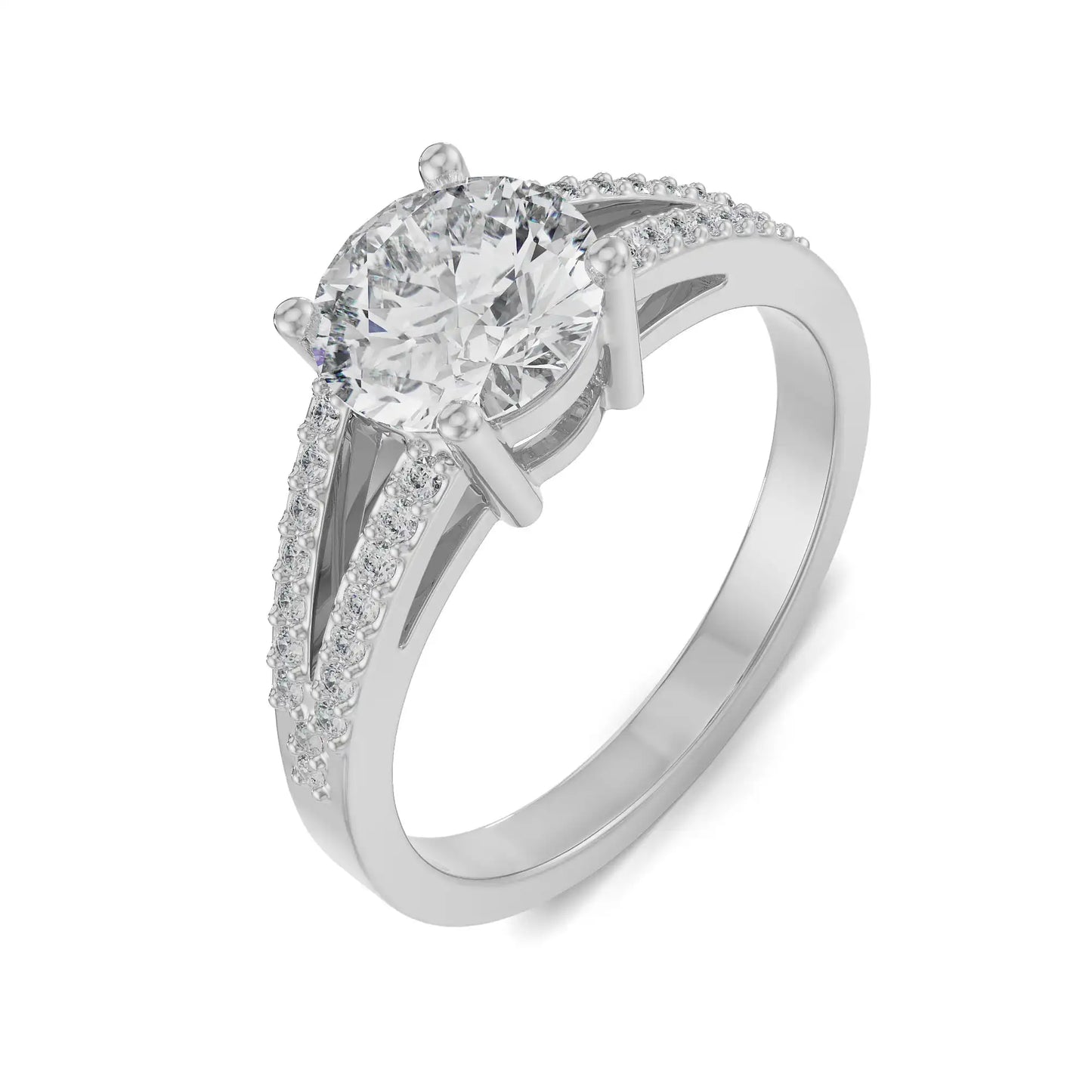 Pavé Circular Lab Radiant Engagement Ring